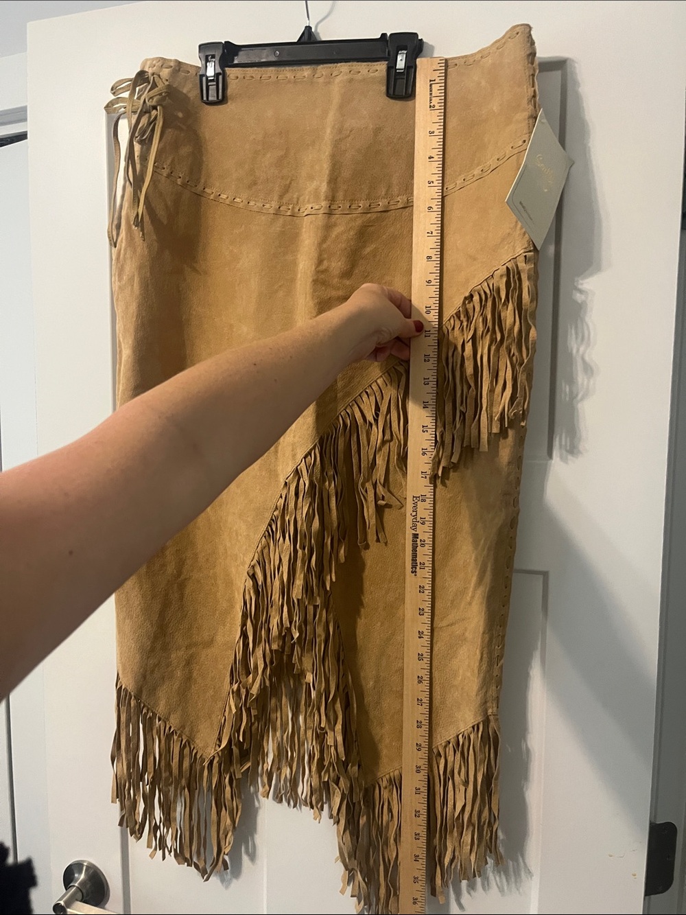 Scully Suede Leather High Rise Wrap Fringe Midi Skirt XL NWT Festival Western - Picture 4 of 16